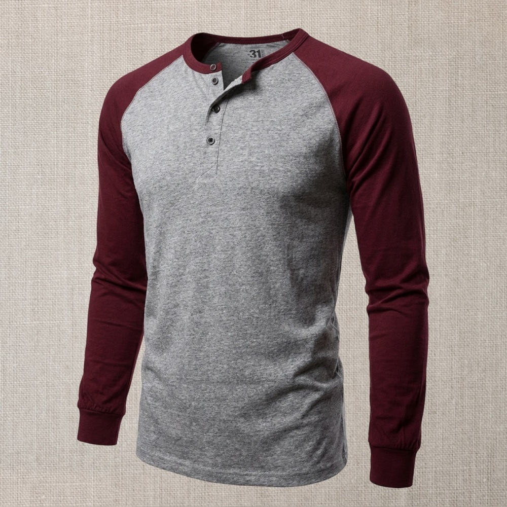 Le 31 V-neck Henley Long Sleeve Tee